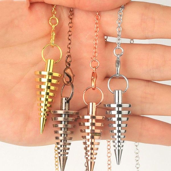 Colares pendentes 1pc pêndulos de metal para dowsing adivinhação reiki cura cone espiritual wicca amuleto forma de parafuso cadeias de pêndulo