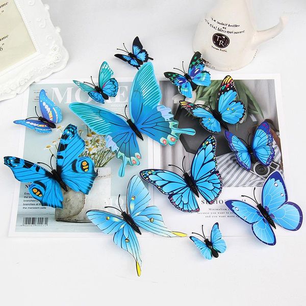 Wandaufkleber, 12 Stück, 3D-lebensechte Schmetterlingsaufkleber, DIY-Heimdekoration, Magnet, Kühlschrank, Hochzeit, Party, Kinder, Babyzimmer, Dekore