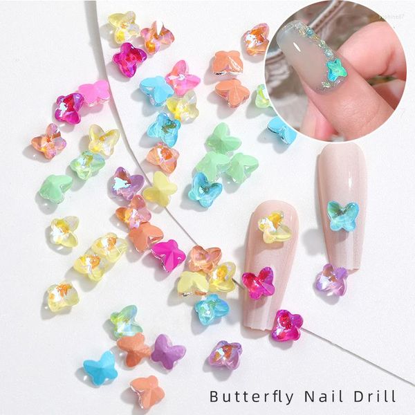 Nagelkunst-Dekorationen, 20 Stück, 5 mm, Strasssteine, Glitzer, Schmetterling, Edelsteine, dekorative Schmetterlinge, 3D-Steine, Kawaii-Charms, Diamanten, farbige Teile, Bulk