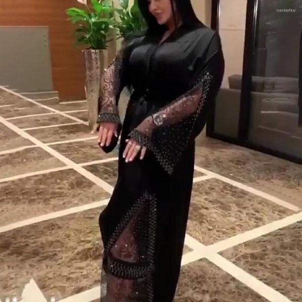 Abbigliamento etnico Abaya Dubai Moda musulmana Abito con maniche a pipistrello Abiti con diamanti intarsiati americani Celebrity Style Abito arabo Kaftan