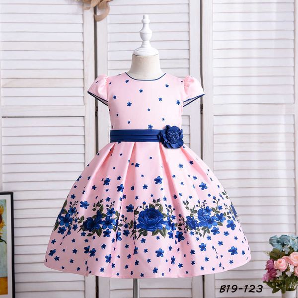 Vestidos da menina Outong 5 a 9 anos de idade menina vestido floral manga curta flor impressão vestidos para crianças aniversário algodão macio crianças roupas meninas