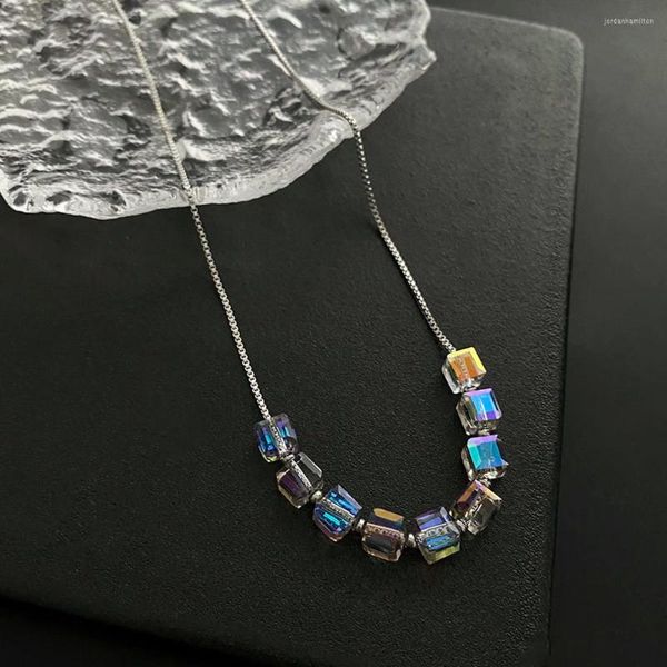 Anhänger Halsketten VielseitigTitanstahl Luxuriöse kleine Anzahl Senior Design Super Flash Kristall Perlen Damen Halskette Schmuck