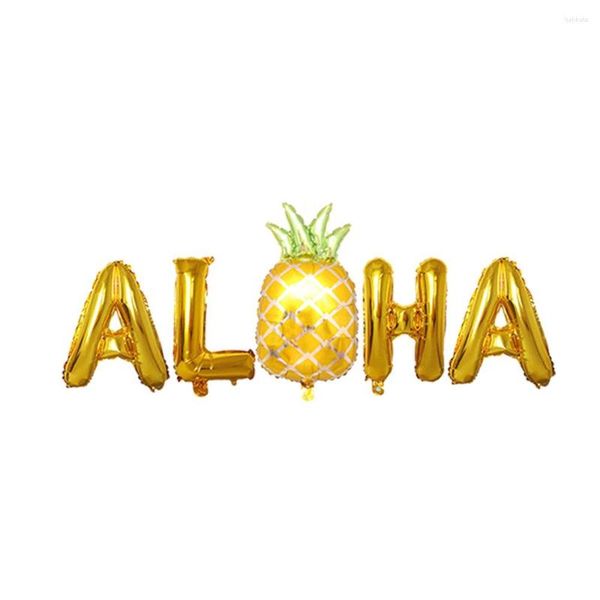 Party-Dekoration, 40,6 cm, metallisches Mylar, hawaiianisches Gold, ALOHA-Folie, Ananas-Helium-Luftballons, tropische Hawaii-Feierdekorationen