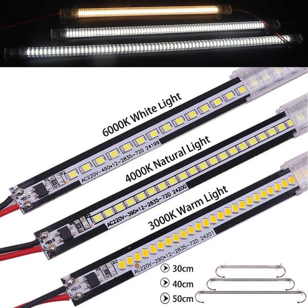 Strisce LED AC 220V LED Bar Lights 72LEDs/m Super Bright 2835 LED Striscia rigida 30/40 /50CM Lampada per cucina domestica Sotto luce armadio P230315