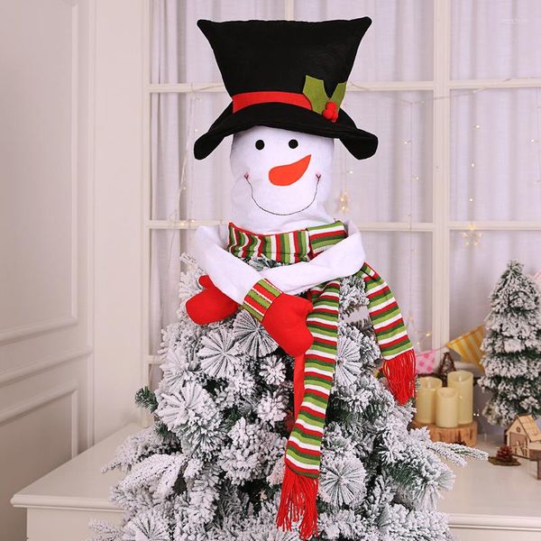 Decorações de Natal 1 PCS Snowman Tree Topper Hat Hat Sconhas Hugger Xmas para Loja de Ornamento de Home Supplies
