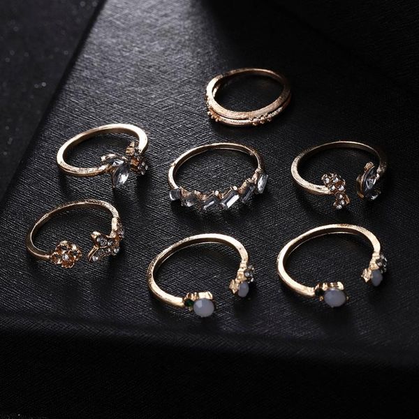 Cluster-Ringe, modisches Temperament, Straßenfotografie, Schmuck, Ring, Schmetterling, Blume, Hochzeit, Öffnung, verstellbares Gelenk, 7-teiliges Set