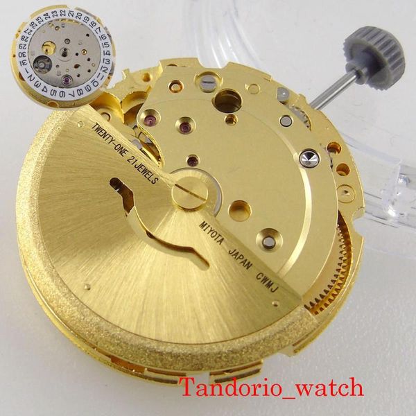 Наборы для ремонта часов Jewel Japan Miyota 8215 Механическое автоматическое движение золотого цвета Дата колеса стебль взломать вторую остановку высококачественных инструментов