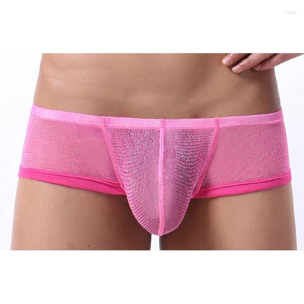 Mutande Boxer da uomo Pantaloncini Intimo Bulge Pouch Mutandine Hombre Lingerie maschile U Convesso Traspirante Vedere attraverso la maglia fine