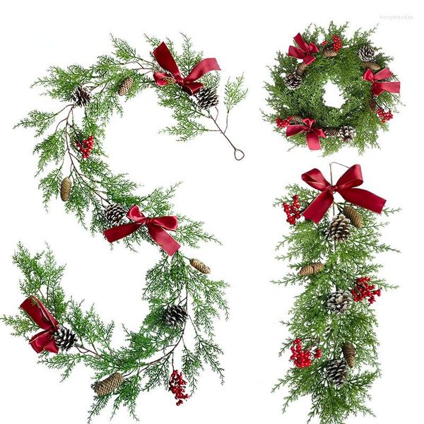 Flores decorativas de Natal Rattan White Pines Table Holiday Wedding Dress Dress Commosfera Layout Simulation Garland