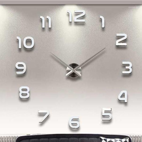 Настенные часы Большие 3D DIY Clock Modern Design Silent Big Digital Acryle Self -Adhesive Sticker для гостиной Decor1