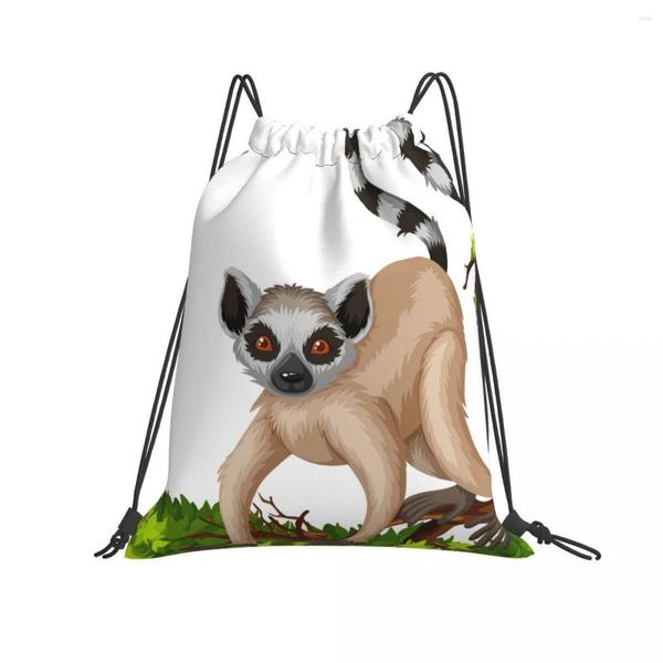 Einkaufstaschen Kordelbeutel Lemur Branch faltbar Fitness Fitness Rucksack Wandercamping Schwimmsportarten