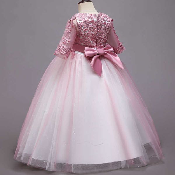 Abiti da ragazza Estate Rosa Bianco Abito da damigella d'onore Abbigliamento per bambini per ragazze I bambini vengono da principessa Abito da sposa per feste Abiti a maniche lunghe