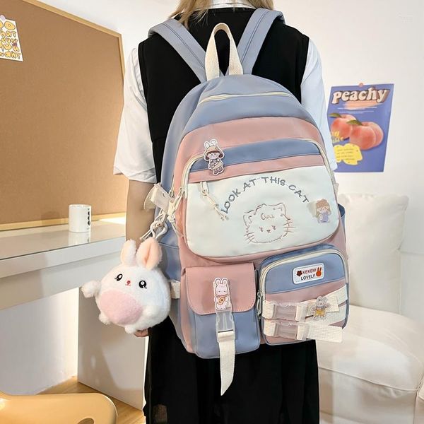 Rucksack EnoPella Mode Kawaii Frauen Für Teenager Wasserdicht College Niedlich Schwarz Schultasche Transparent Packbag Reise Mochila