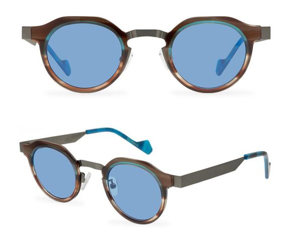 Óculos de sol para mulheres óculos de moda Moda Os óculos de sol azul vintage acetato metal pequeno moldura oval de rua fotografia óculos retro de hip hop de sol