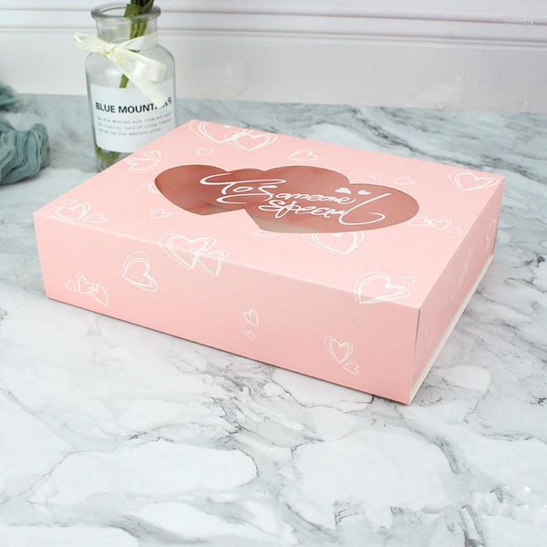 Confezione regalo 100 pezzi 22 17 5,5 cm Rosa Push Cake Box con finestra Candy Tube / Barile Pushcake