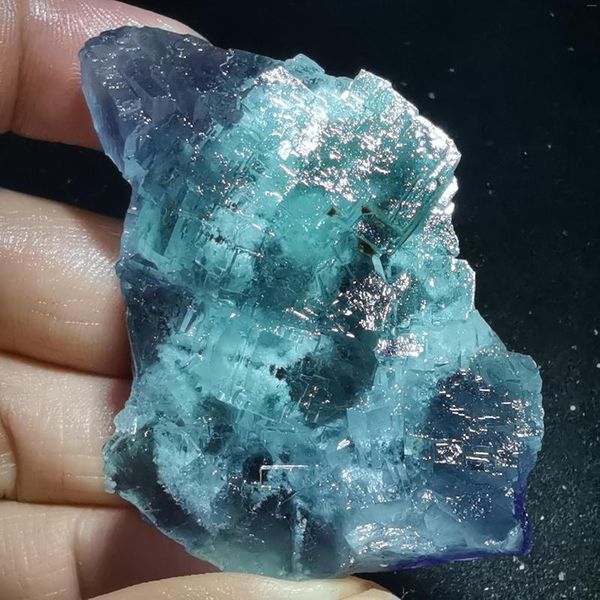 Sacchetti per gioielli 15,9-53,7 gNaturale raro verde viola cuore cristallo di fluorite quarzo minerale energia curativa campione di pietra decorativa
