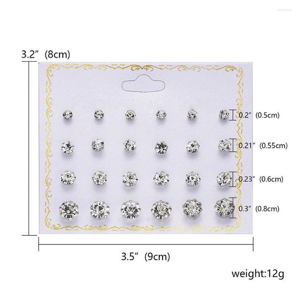 Orecchini a bottone con zirconi cubici per le donne, 12 paia, dimensioni multiple, scintillanti gioielli femminili di lusso, regalo per fidanzata