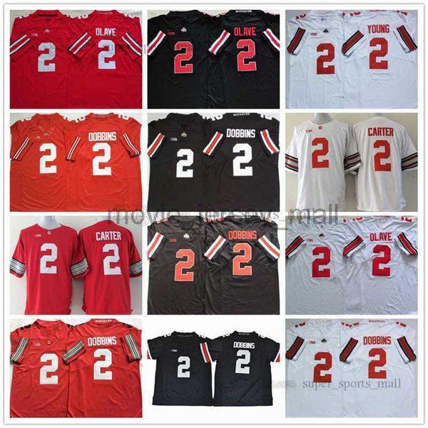 NCAA Ohio State Buckeyes College Football Jersey 2 J.K Dobbins Chase Young Chris Olave Cris Carter Maglie cucite di alta qualità