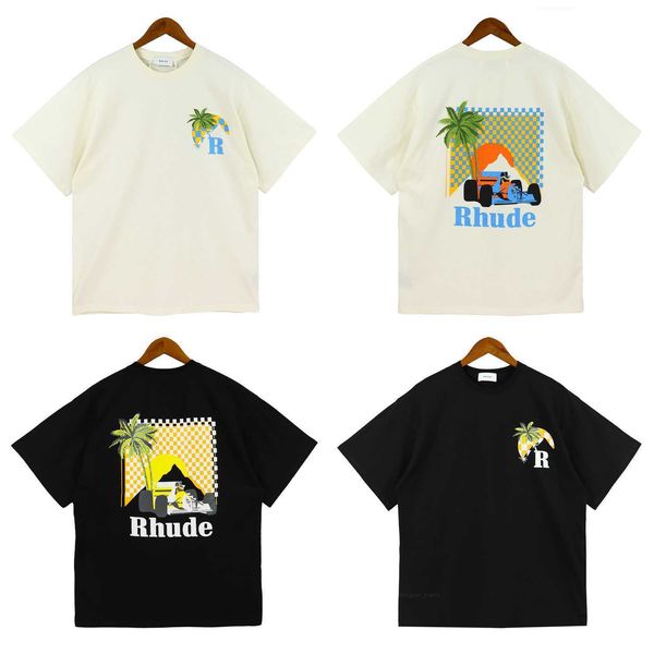 2023SS Rhude T-shirt Moonlight Moon Tropic Stampa tee uomini Donne Tops Versi