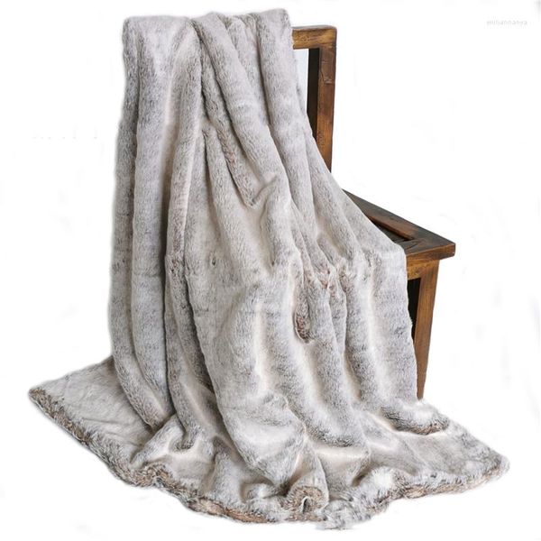 Cobertores Faux Fur Blanket Inverno engrossar cabelos longos PV luxuosos lances de sofá -cama capa de colabor