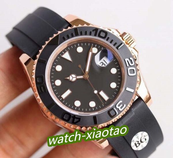 ST9 Everose Orologi d'oro 40MM Orologio da uomo meccanico automatico Quadrante nero Lunetta girevole Cinturino in caucciù Master Orologi da polso da uomo sportivi impermeabili