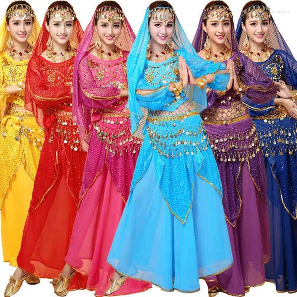 Стадия ношения 4pcs sets India Egypt Belly Dance Costumes Болливуд платье для живота. Леди танцует высокое качество