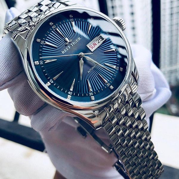 Armbanduhren Reef Tiger/RT Luxus-Kleideruhr für Herren, Edelstahlarmband, blaues Zifferblatt, automatische Armbanduhren RGA8232Armbanduhren