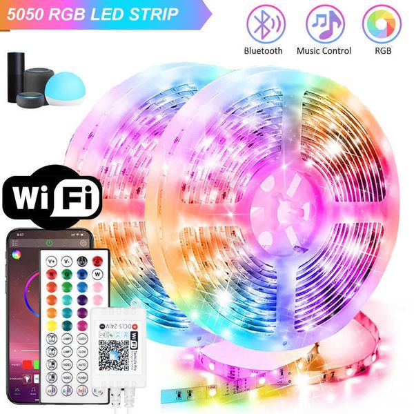 Strisce LED 44 Strisce luminose LED a infrarossi 24V Controllo WiFi Bluetooth a infrarossi RGB 5050 Sincronizzazione musicale Lampada flessibile per l'arredamento della stanza Led Mural Chambre P230315