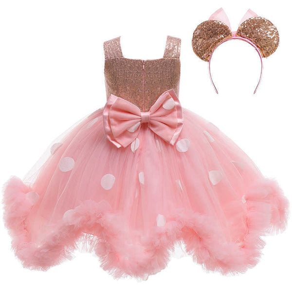 Abiti da ragazza Mini Mouse Girls Dress 1-5 anni Festa di compleanno Abiti per bambini per ragazze Carnevale di Halloween a pois Vestito da principessa per bambini