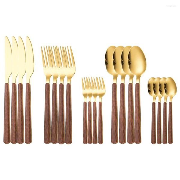 Set di stoviglie 16/20 pezzi Set di posate in acciaio inossidabile con manico in plastica Coltello da tavola Forchetta Cucchiaino da tè Stoviglie da viaggio Cena Argenteria