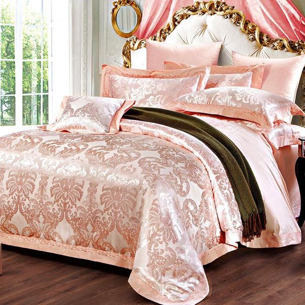 Set di biancheria da letto in seta di seta di seta jacquard set super king size copripiumino decorazione da letto da letto da letto