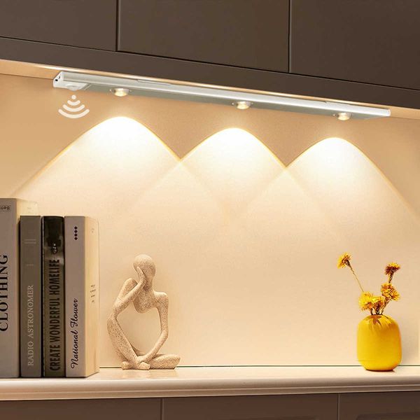 Strisce LED PIR Sensore di movimento Luci barra led luce interna lampada cat eye effetto riflettore 30 cm 40 cm ricaricabile per armadio da cucina P230315