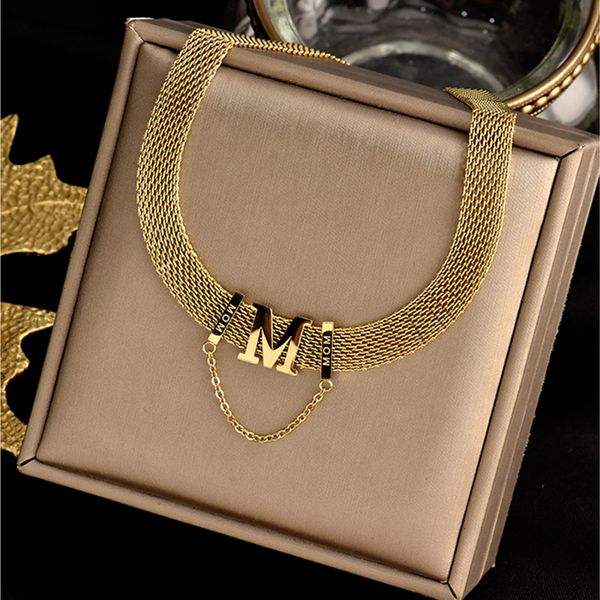 Новое короткое ожерелье с надписью M, женская мода, регулируемый креативный стиль в стиле хип-хоп, подарок на день рождения, нержавеющая сталь 316L