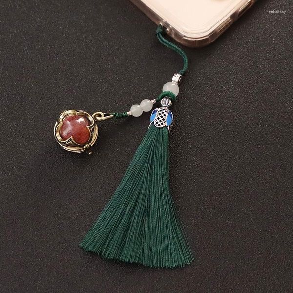 Anahtarlıklar 1 adet Leaver Yaprak Madeni Memorial Kolye Tassel Lucky Keychain Çanta Asma Dekorasyonları