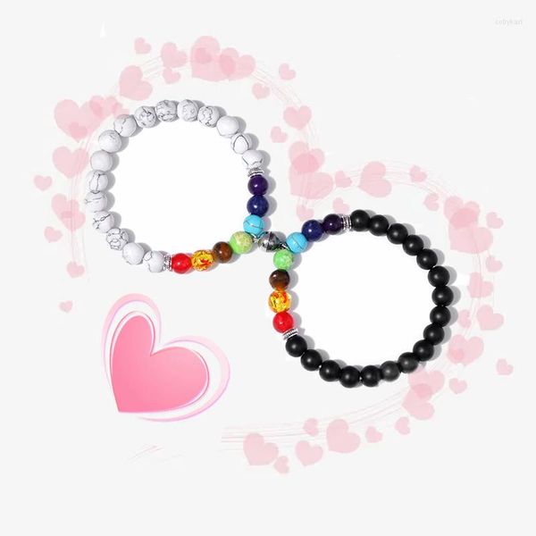 Strang 2 Teile/satz Magnetische Paar Armbänder Für Frauen Männer Liebhaber Herz Distanz Freundschaft Hand 7 Chakra Charm Armband Valentinstag