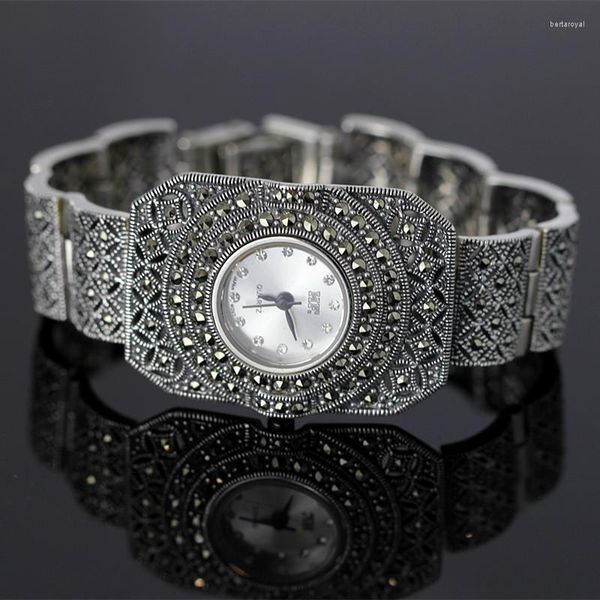 Наручительные часы высший качество ограниченного сериала Классическое серебряное браслет Watch Lady Real Pure Branglewristwatches Bert22