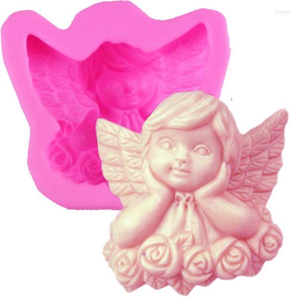 Moldes de cozimento 3d Angel Girl Girl Handmade Soap Silicone Mold Candle Molds Ferramentas de cupcakes para decoração de bolo f0771