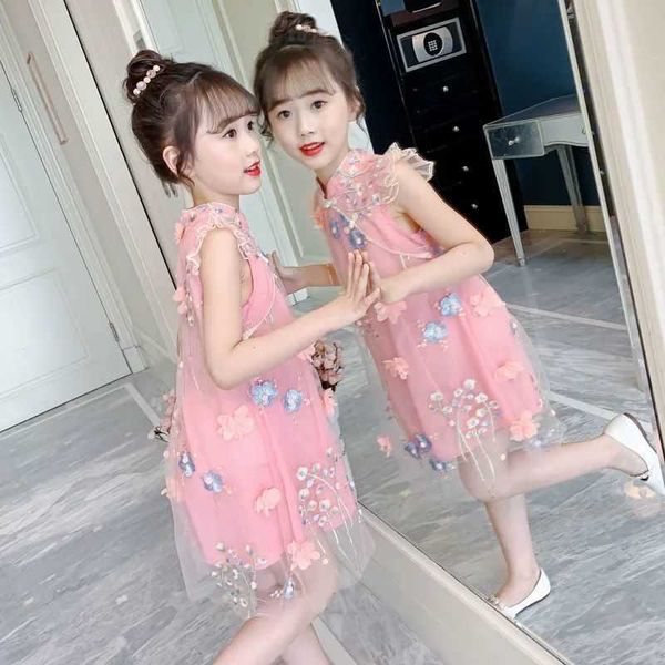 Abiti da ragazza Vestito cheongsam per ragazza per bambini Abiti estivi da principessa per bambini Nuovo vestito senza maniche per adolescenti Abiti da festa per bambini da 10 a 12 anni