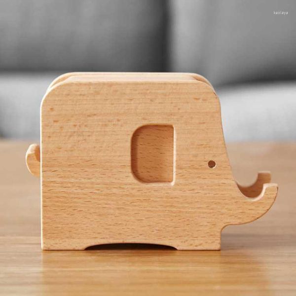 Tovagliette Elefante Legno massello Nordic Desktop in legno Pratico cuscinetto isolante Porta cellulare creativo Tappetino da cucina per la casa