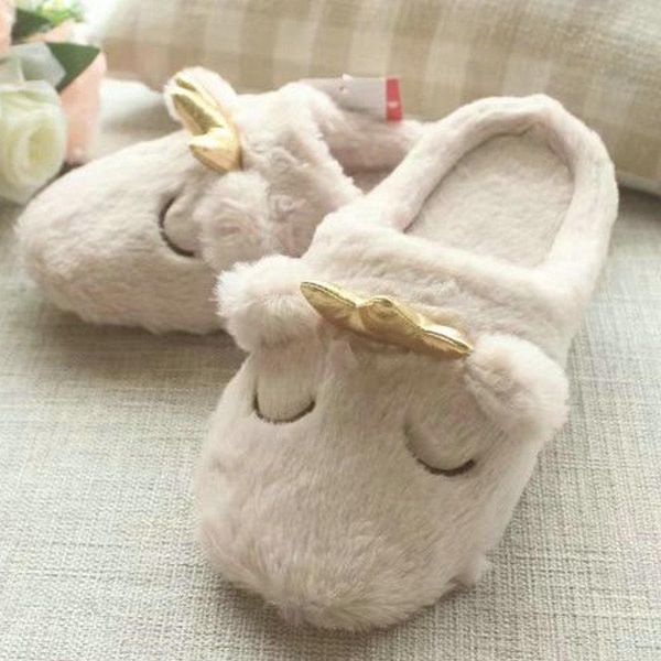 Slippers Cartoon Coroa de inverno Casos de pelúcia quentes de pelúcia Slipper Indoor em sapatos domésticos para mulheres