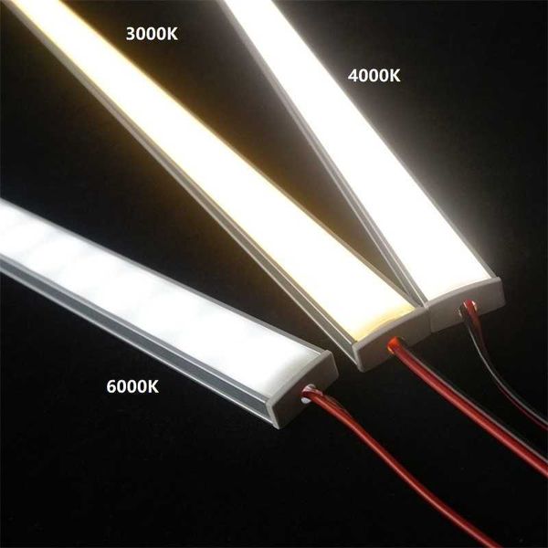 LED şeritler 12vdc 50cm 20 inç dolap çubuğu ışığı 2835 60/120/240 LED düz u düşük profilli lekesiz difüzyon yapıştırıcı alüminyum sert şerit p230315