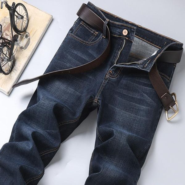 Jeans da uomo 2023 elasticizzati vestibilità regolare pantaloni da lavoro casual stile classico moda pantaloni da uomo neri blu di marca