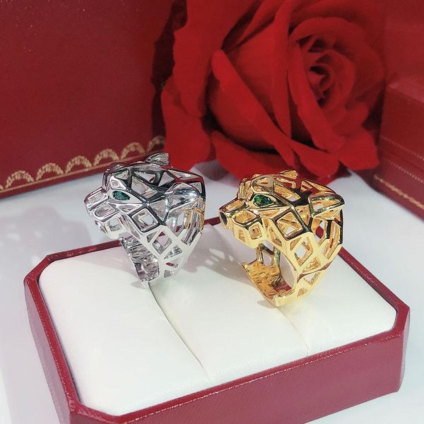 Jóias de anel de leopardo clássicas de marca para homens, mulheres de leopardo, anéis de diamante de casamento