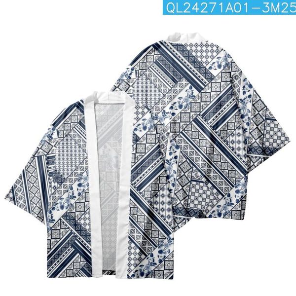 Roupas étnicas listradas estampadas de floral listradas japonesas yukata casual casual masculino homem quimono cardigan praia shorts asiáticos harajukuet