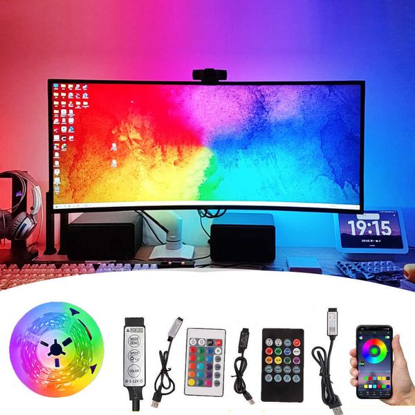 LED-Streifen, LED-Streifen, RGB-Farbwechsel, 5 V, USB, LED-Lampe, Band, selbstklebend, für TV, Desktop, Diode, Gaming, Raumdekoration, P230315