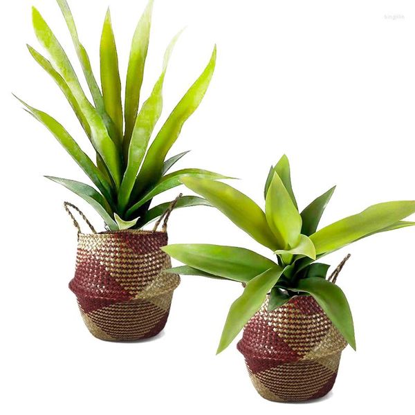 Flores decorativas de 55-69 cm de plantas artificiais suculentas tropicais tigre falso piran pu de agave orquídea verde folha home jardim house house