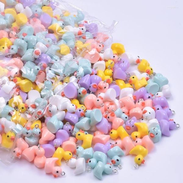 Charms 10/15pcs Kawaii Resina 3D Bedels de pato animal para jóias Fazendo jóias DIY Mulheres adoráveis ​​Brias de colares acessórios