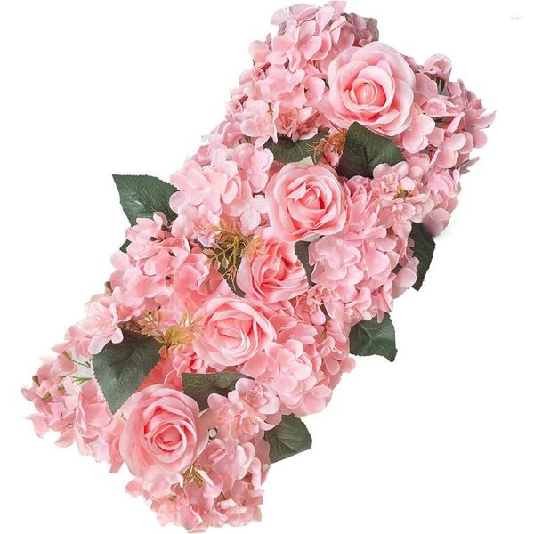 Flores decorativas Simulação Seda de seda Flor Flor Parede Artificial Pink Row Wedding T Taiwan Road Left Home Indoor Garden El Plant Decor