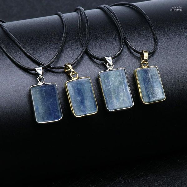 Подвесные ожерелья Reiki Healing Makulum Rock Crystal Natural Blue Kyanite Quartz Ожерелье НАСТОЯЩИЕ Каменное Кокер для женщин ELLE22