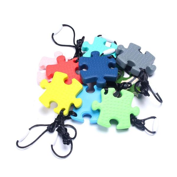 Anhänger Halsketten Puzzle Design Baby Silikon Halskette Lebensmittelqualität BPA Freie Beißringe Spielzeug Pflege Zahnen ST5015Pendant